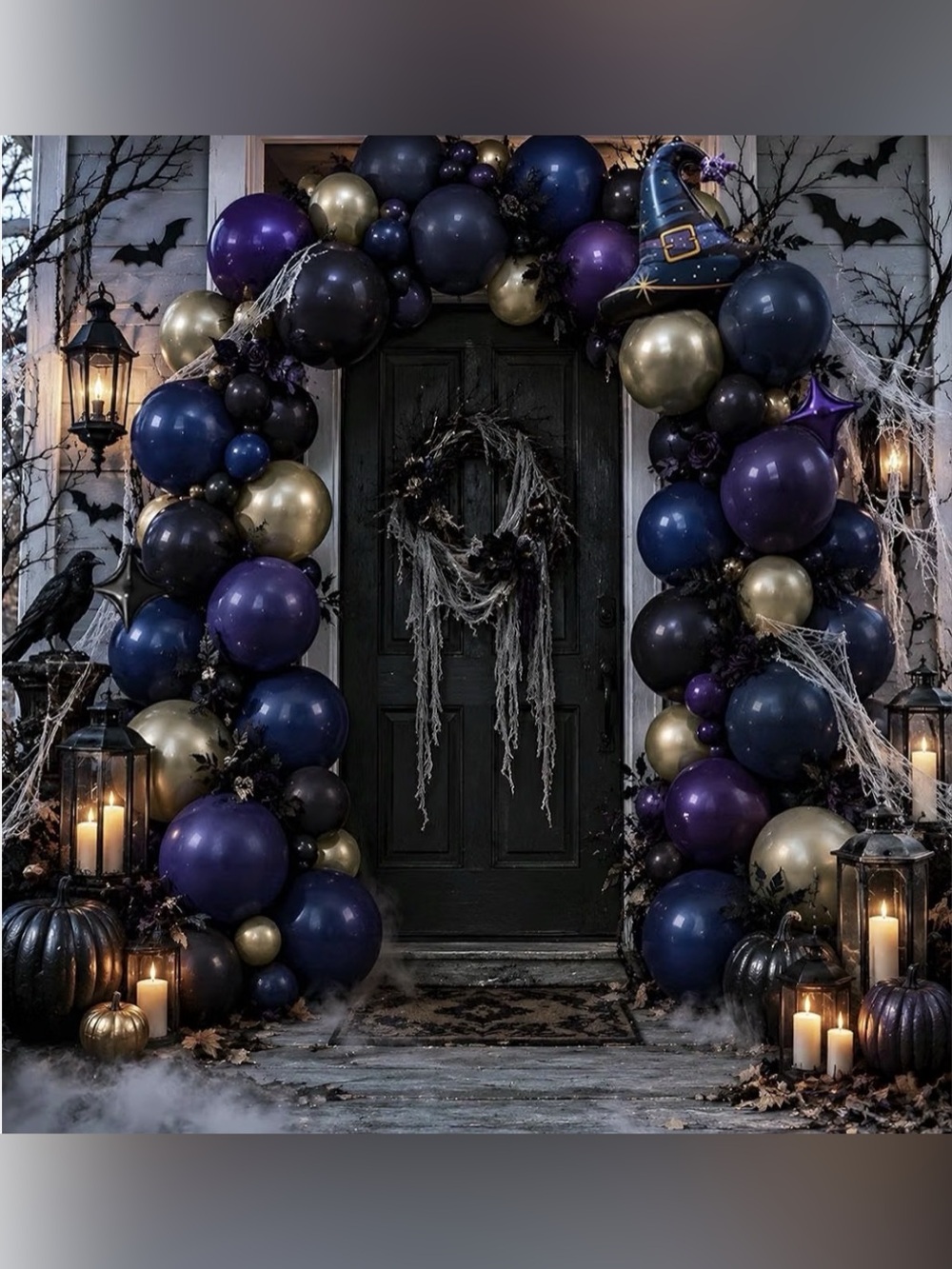 94-piece Dark Halloween Balloon Arch Garland Kit with 3D Bat Stickers, NWT
